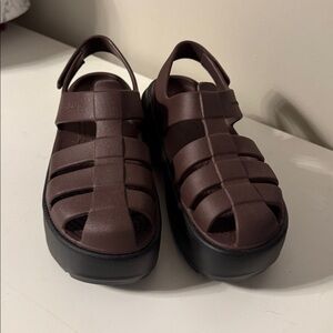 CROCS Brown Platform Fisherman Sandals